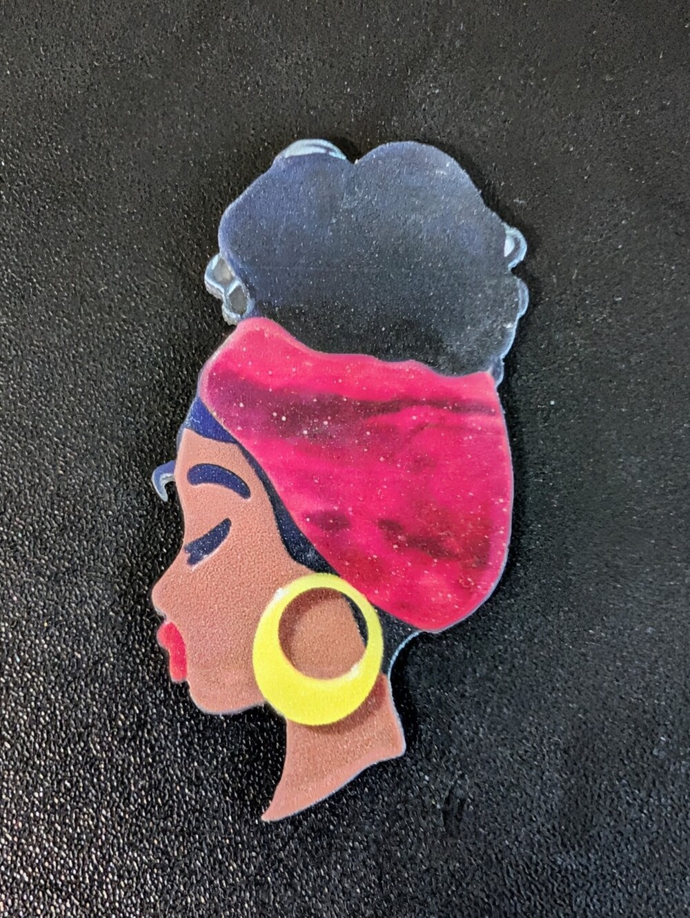 Pink Headwrap Afro Woman Enamel Pin - Fashion Jewelry